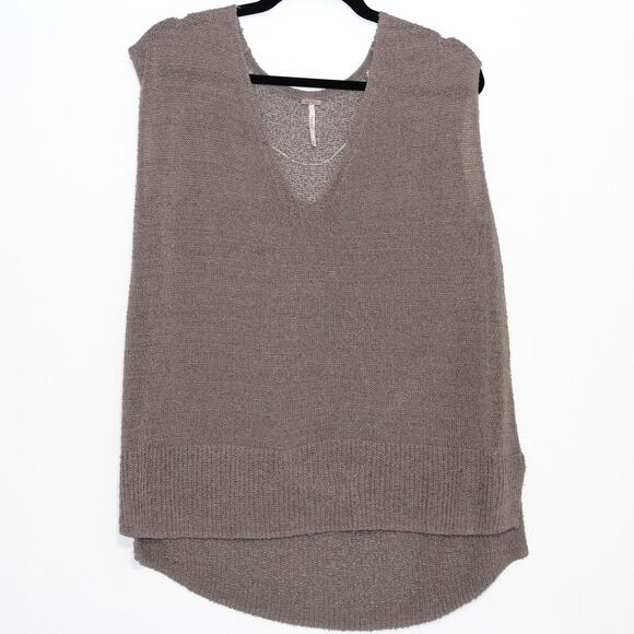 Free People Taupe Brown Blouse Knit Top Size XS - Picture 2 of 10